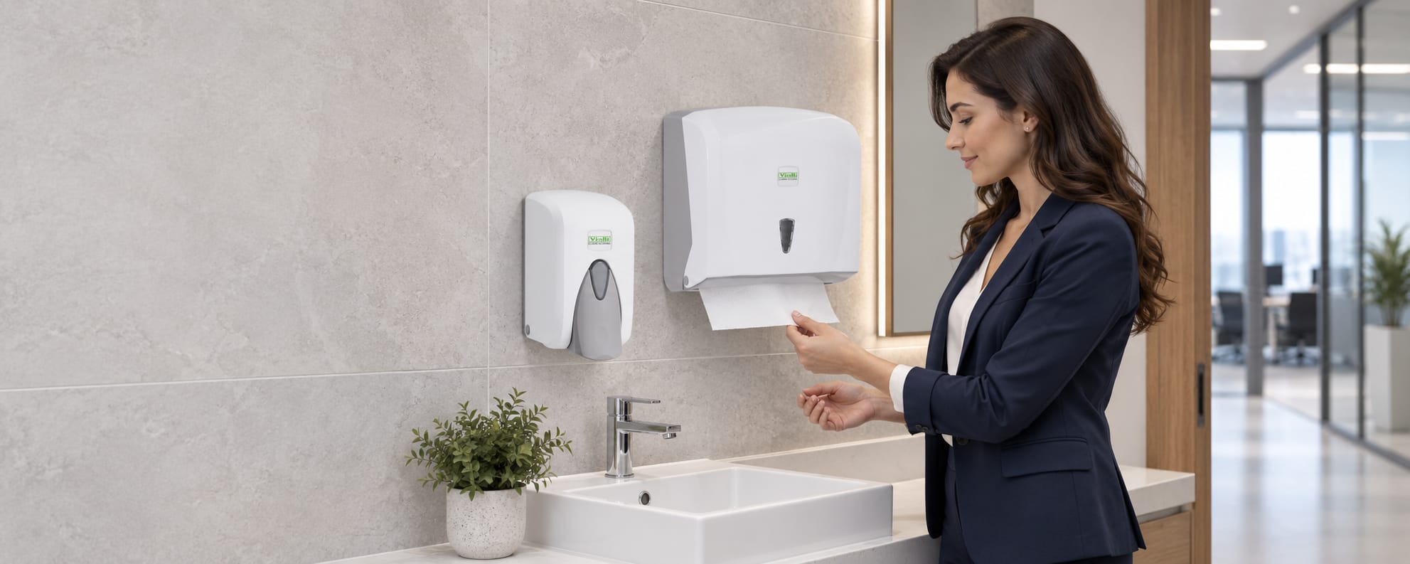 Vialli dispenzer za papirne ubruse u poslovnom prostoru